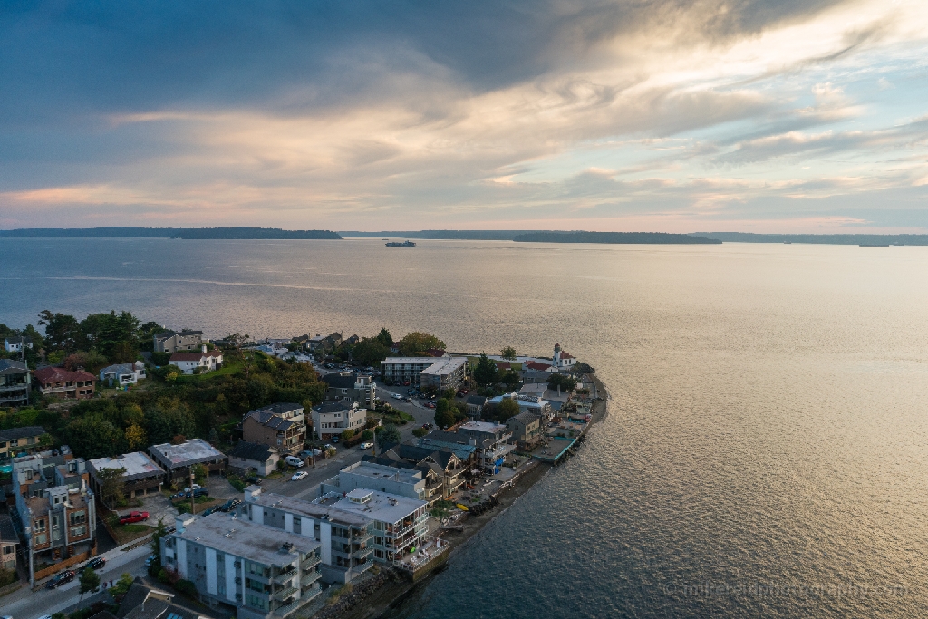 Aerial Photography Alki Point and Lighthouse
